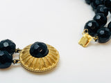 Vintage Black Glass Rondelle Bead Necklace