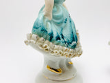 1950’s Hand Painted Little Crinoline Girls With Porcelain Lace