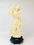 Vintage Depositato Oriental Figurine Dancing Lady and Dragon by Fontanini Made in Italy