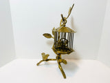 Vintage Solid Brass Birds on a Branch with Birdcage 
