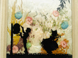 1940’s Floral Hand Painted Silhouette Small Framed Picture