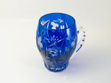 Vintage Bohemian Cobalt Crystal Cut Etched Mug