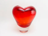 Salviati Style Red Heart Sculpture Murano Glass Vase