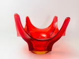 Vintage Viking Amberina Swung Glass Cadmium Bowl