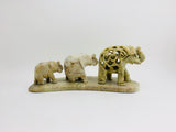 Vintage Hand Carved Marble Elephant Family from India