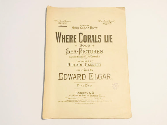 1899 Where Corals Lie from Sea Pictures  - Sheet Music