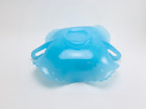 1960’s Fenton Blue Satin Milk Glass Floral Candy Dish