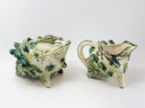 Vintage Ceramic Shell Teapot, Cream and Sugar Set