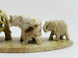 Vintage Hand Carved Marble Elephant Family from India