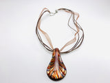 Bronze and Gold Glass Tear Drop Pendant Necklace