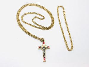Italian Red Cross Necklace and Bracelet Set