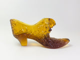 Vintage Fenton Daisy and Button Amber Glass Shoe