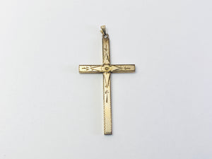 Vintage Etched 1/20-10kt Gold Filled Cross Pendant
