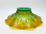 1905-16 Northwood Beads Green Carnival Glass Ruffled Bowl