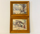 2 M.Nue Vintage Farm Scene Framed Art Prints