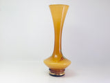 Vintage Butterscotch Amber Bohemian Glass Floral Fluted Vase
