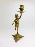 Vintage Brass Cherub Candlestick Holder