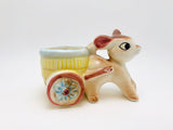 1950’s Deer Pulling Cart Porcelain Toothpick Holder Foreign Japan