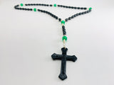 Vintage Plastic Black and Green Rosary