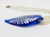 Vintage Blue with silver and gold flake Boho style Murano necklace