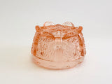 Antique Lady Chippendale Pink Rose Footed Salt Cellar Pressed Glass Pattern Rd 176566