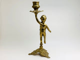 Vintage Brass Cherub Candlestick Holder