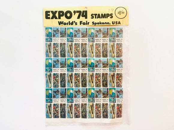 Expo 74 Spokane Souvenir Stamp Sheet in Original Packaging