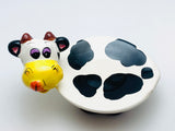 SOLD! Vintage Porcelain Cow Cup and Saucer Stand