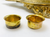 Vintage Ornate Brass Double Inkwell
