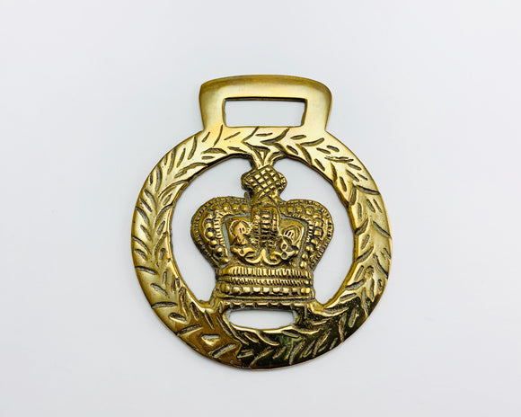 Vintage Horse Brass, Crown Within a Laurel Wreath
