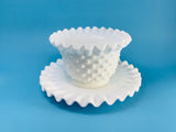 Vintage Fenton Milk Glass Hobnail Mayonnaise Bowl and Underplate