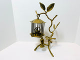 Vintage Solid Brass Birds on a Branch with Birdcage 