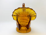 Vintage Amber Glass Turkey Lidded Candy Dish