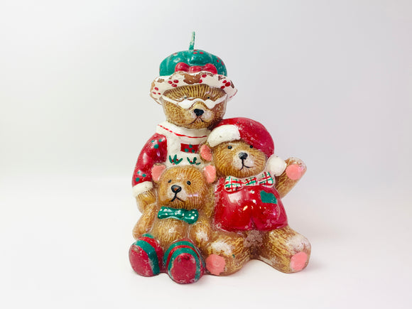 Vintage Christmas Bears Candle