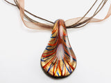 Bronze and Gold Glass Tear Drop Pendant Necklace