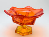 Vintage Viking Glass Orange and Yellow Pedestal Bowl