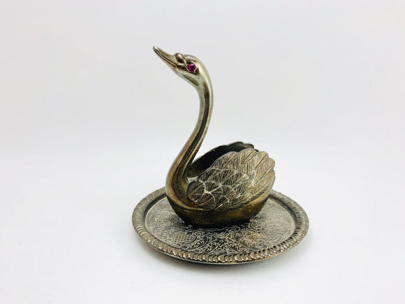 Vintage EP Zinc Alloy Silver Swan Tree