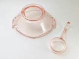 Vintage Imperial Pink Glass Molly Mayonnaise or Whipped Cream Bowl with Ladle