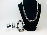 Vintage Black and Silver Beaded Jewelry Set