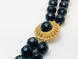 Vintage Black Glass Rondelle Bead Necklace