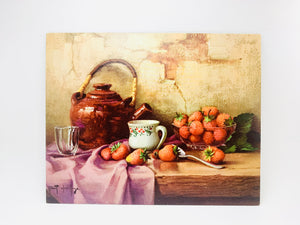Vintage Litho on Textured Board, Strawberries by Chailloux