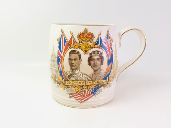 Vintage Johnson Brothers George VI Princess Elizabeth 1939 Royal Visit to Canada Commemorative Mug Made in England