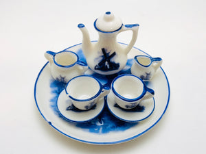 1960’s Hand Painted Delft Blue Miniature Tea Set