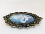 Vintage Italian Ornate Metal Framed Print Under Convex Glass