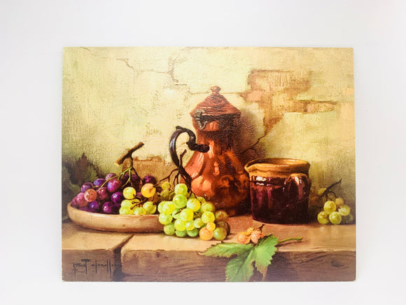 Vintage Litho on Textured Board, Grapes by Chailloux