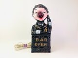 Vintage Red Nose Bartender ‘Bar is Open’ Lamp