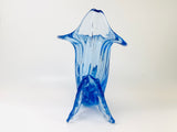 Vintage Murano Blue Cornucopia Vase