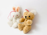 Vintage Miniature Plush Bears and Bunny Ornaments