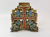 Vintage Jerusalem Brass Cross Napkin or Letter Holder
