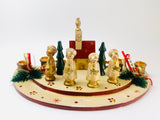 Vintage Christmas Four People Singing Wooden Scene Candle Holder